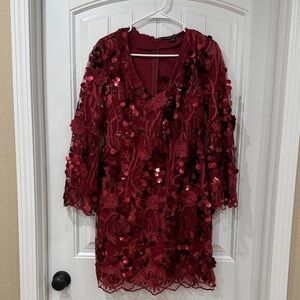 EUC Boston Proper Red Sequin Embellished Dress